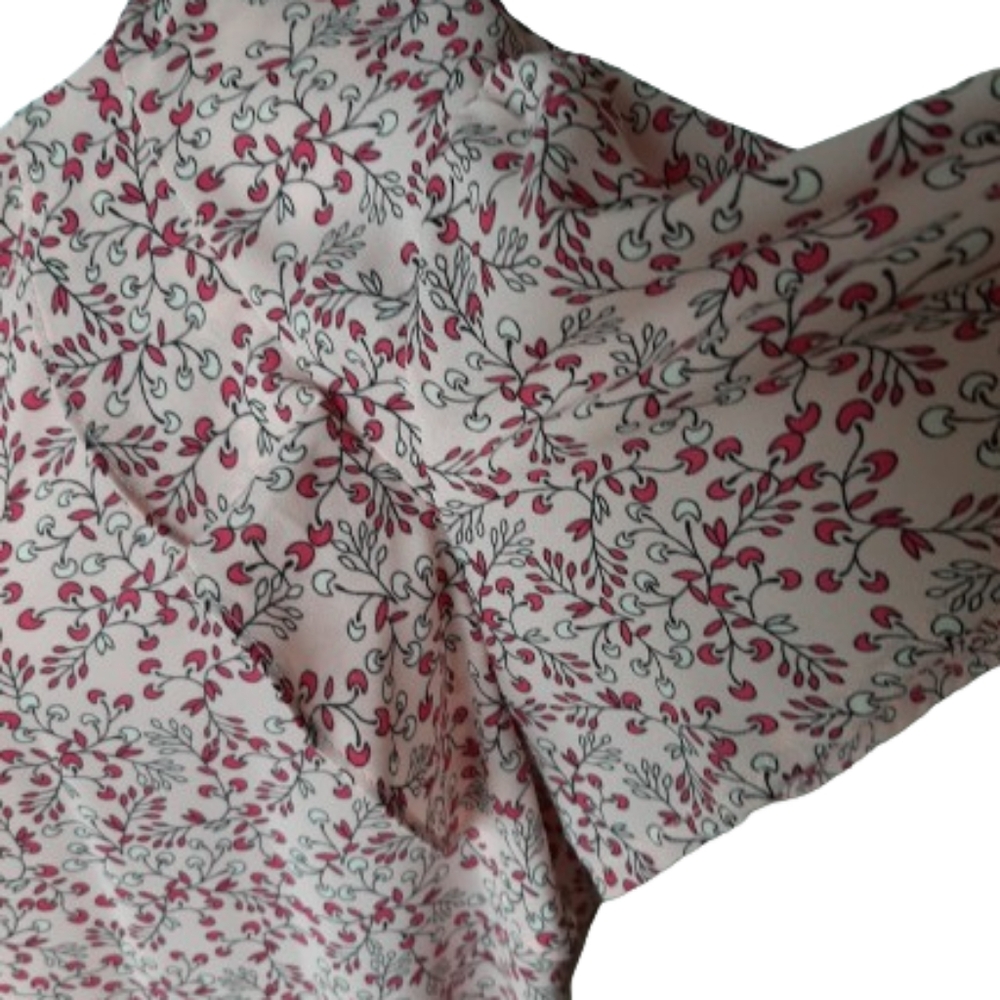 NWT ๐ท LIZ CLAIBORNE - Romantic Short Sleeves Flowery Pink Blouse - Size: L - Picture 3 of 11